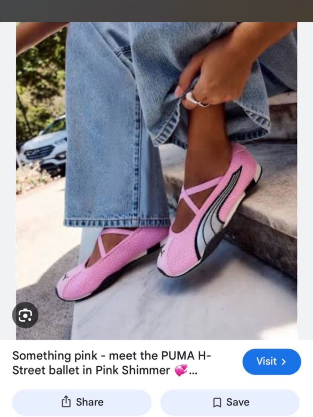 Puma Pink Shimmer Ballet-Style Flats with Black Accent